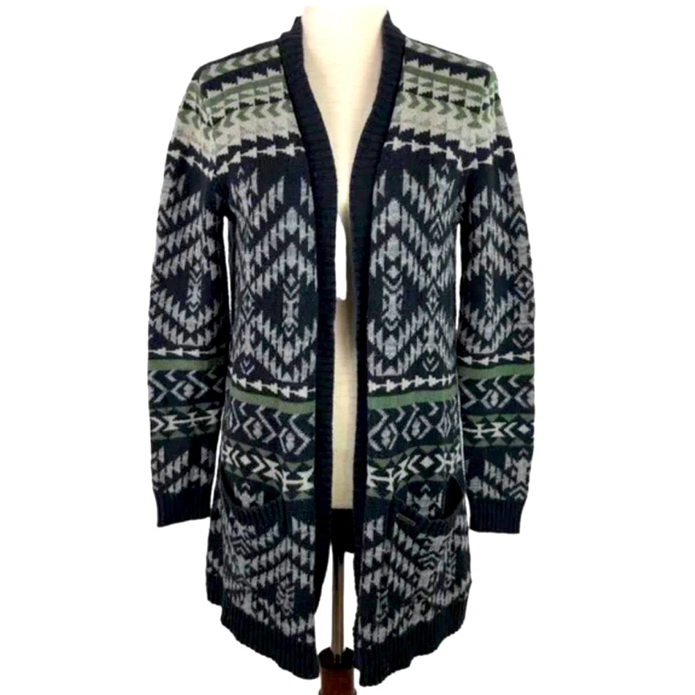 Roxy Y2K Women's Black & Green Aztec Cardigan -‎ Size XS